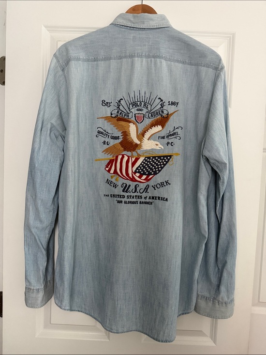 Ralph Lauren Other - Vintage Polo Ralph Lauren Home Of The Brave Denim Shirt Embroidered Large Unisex